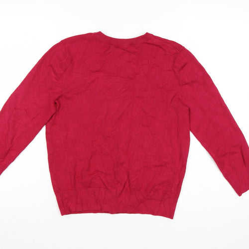 Cable & Gauge Women Red Cardigan M Crew Neck Knit Lightweight