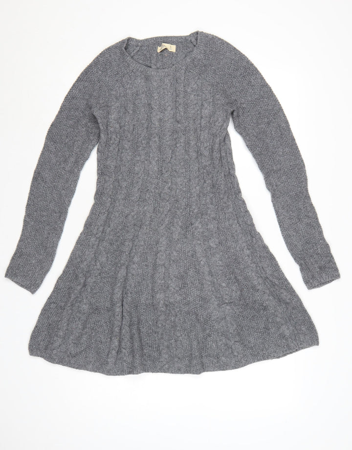 Hollister Women’s Grey Knit Jumper Dress Size S Long Sleeve Winter Casual