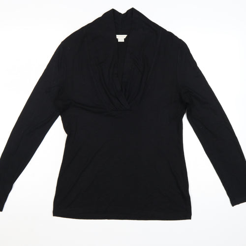 Monsoon Womens Black Wrap Style Long Sleeve Top Size 12
