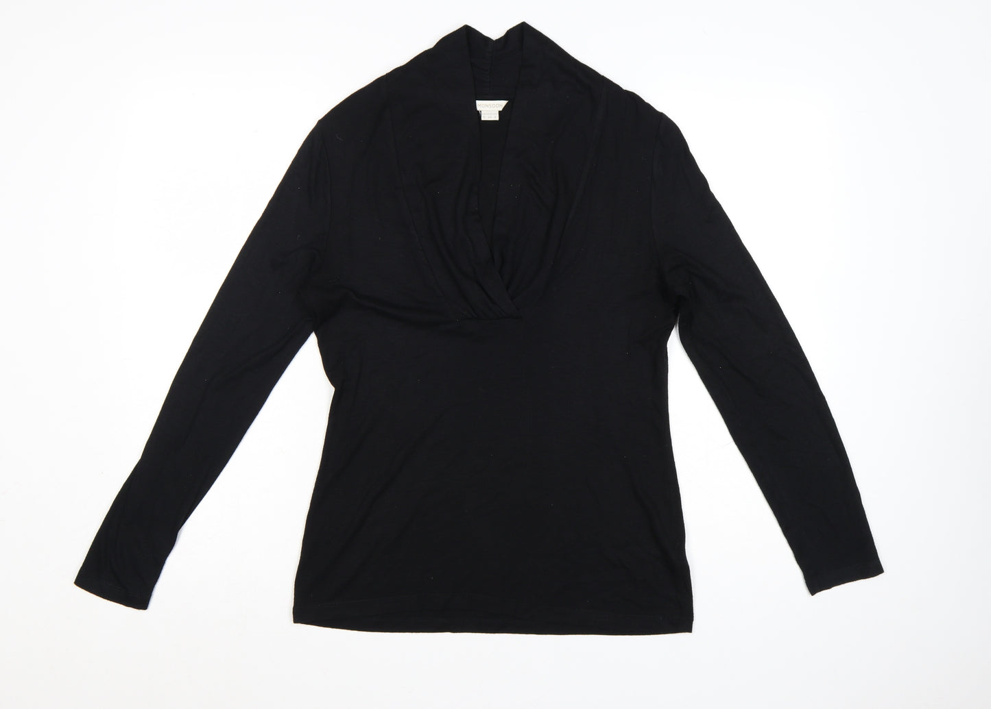 Monsoon Womens Black Wrap Style Long Sleeve Top Size 12