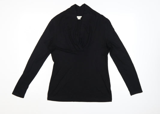 Monsoon Womens Black Wrap Style Long Sleeve Top Size 12