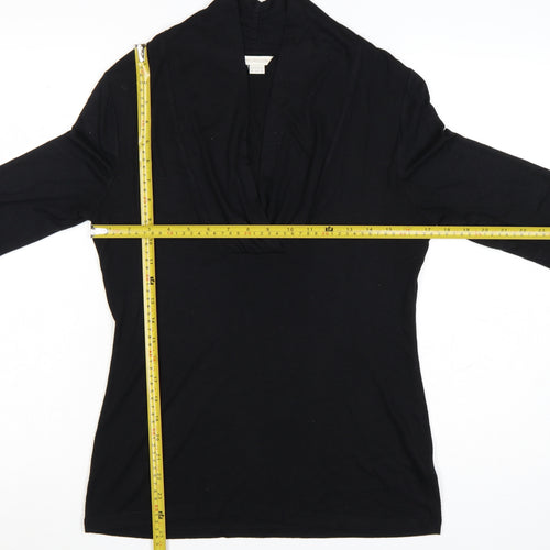 Monsoon Womens Black Wrap Style Long Sleeve Top Size 12