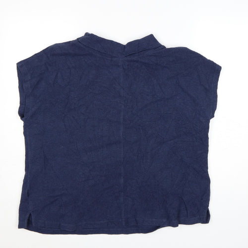 White Stuff Women's Blue Mock Neck Cotton Sleeveless Jumper Size 14