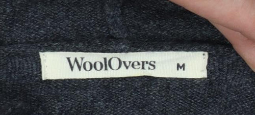WoolOvers Women's Grey Merino Wool Cashmere Full Zip Hooded Jumper M