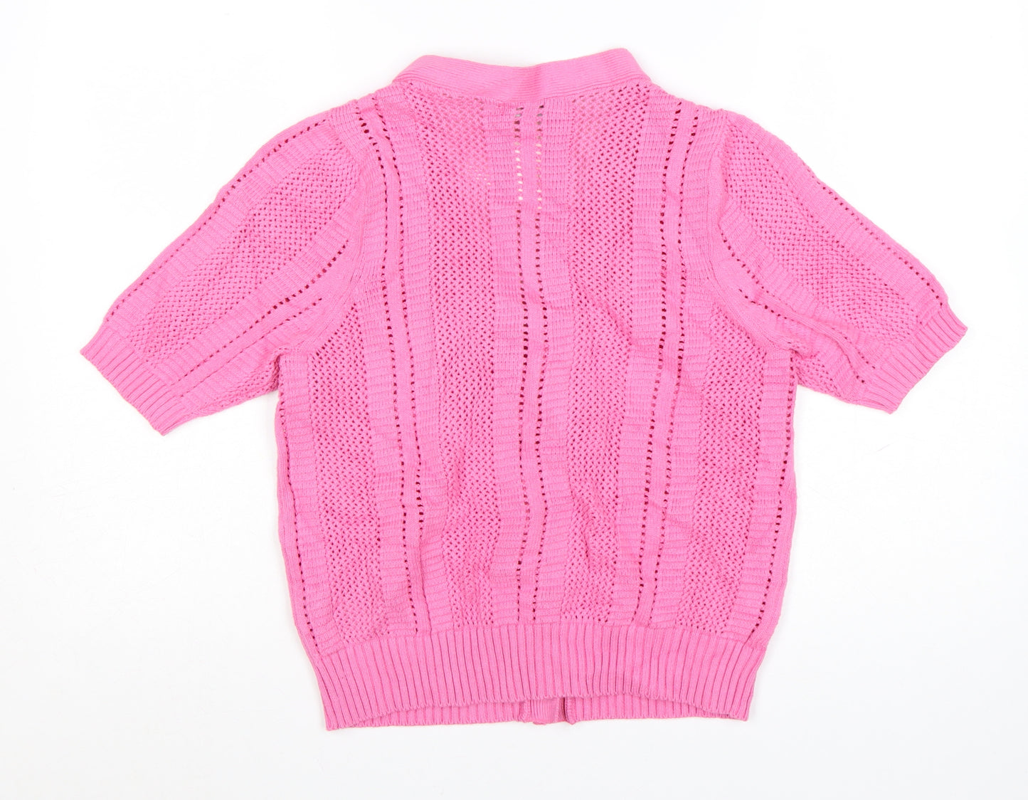 Marks and Spencer Women's Pink V-Neck Short Sleeve Knit Cardigan M
