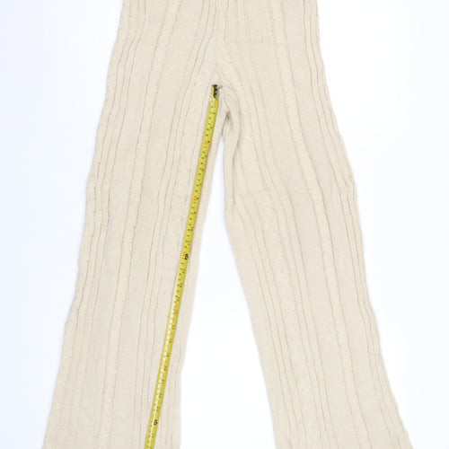 PrettyLittleThing Women’s Beige Knit Flared Trousers Size 10