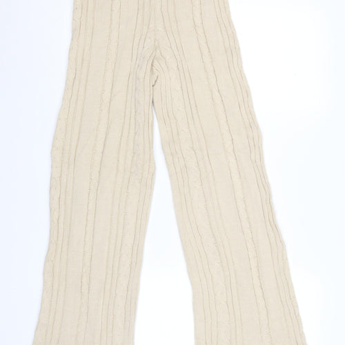 PrettyLittleThing Women’s Beige Knit Flared Trousers Size 10