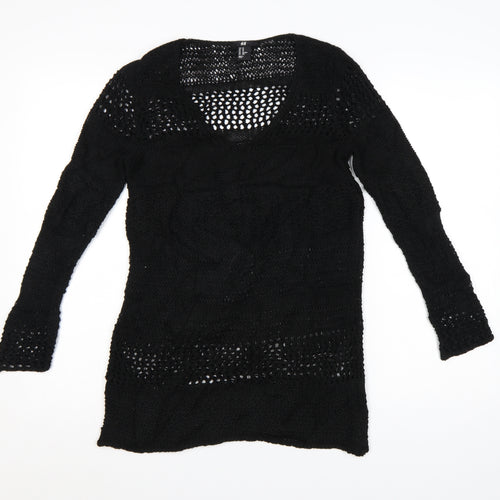 H&M Women’s Black XS Open-Knit Long Sleeve Pullover Jumper
