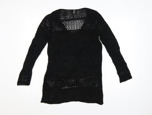 H&M Women’s Black XS Open-Knit Long Sleeve Pullover Jumper