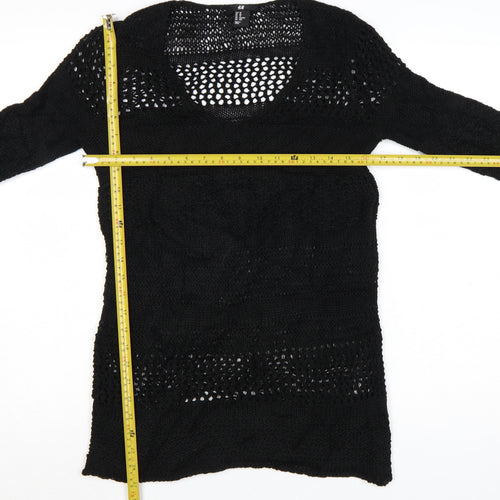 H&M Women’s Black XS Open-Knit Long Sleeve Pullover Jumper