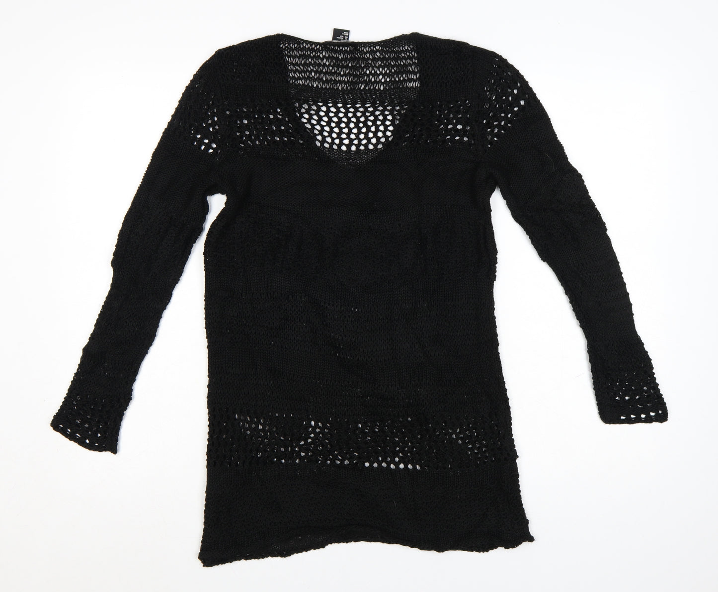 H&M Women’s Black XS Open-Knit Long Sleeve Pullover Jumper