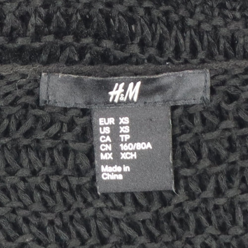 H&M Women’s Black XS Open-Knit Long Sleeve Pullover Jumper