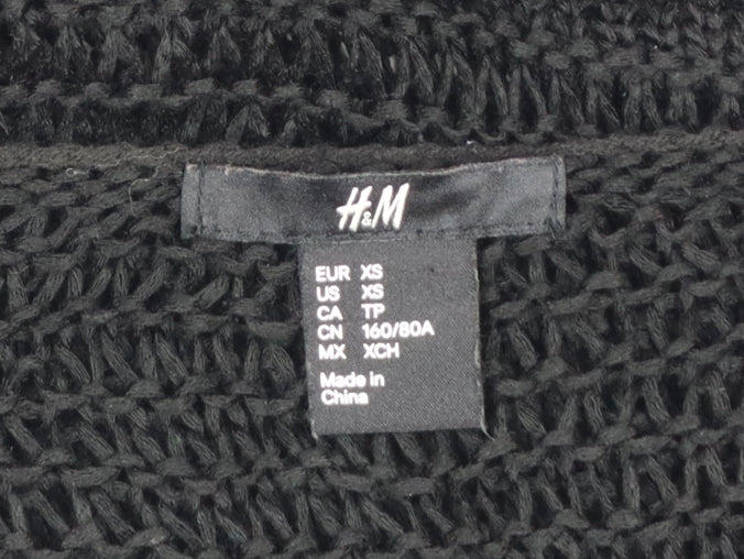 H&M Women’s Black XS Open-Knit Long Sleeve Pullover Jumper