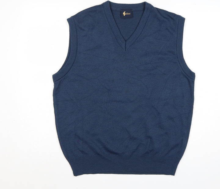 Gabicci Men's Blue Acrylic V-Neck Sleeveless Vest Jumper L