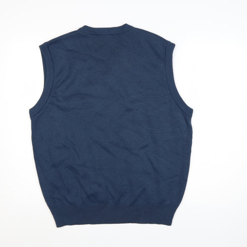 Gabicci Men's Blue Acrylic V-Neck Sleeveless Vest Jumper L
