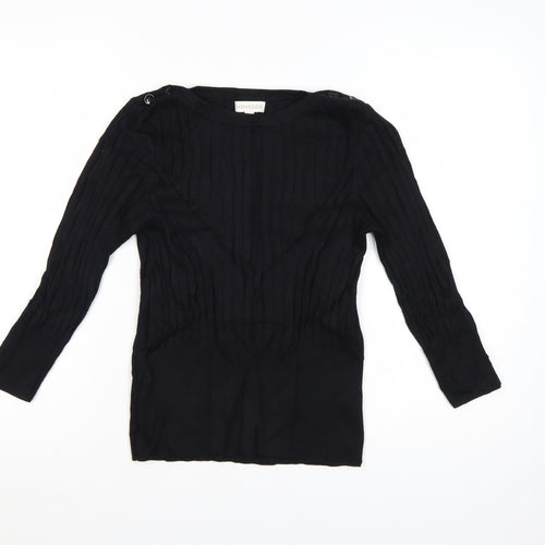 Monsoon Women's Black Knit Pullover Jumper Size M Boat Neck