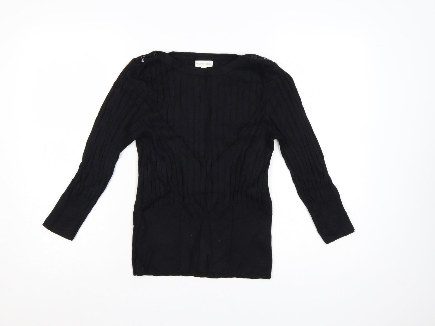 Monsoon Women's Black Knit Pullover Jumper Size M Boat Neck