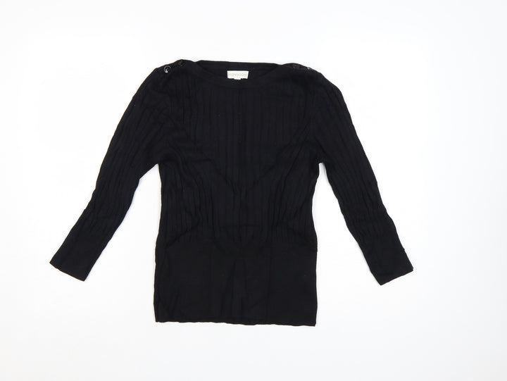 Monsoon Women's Black Knit Pullover Jumper Size M Boat Neck