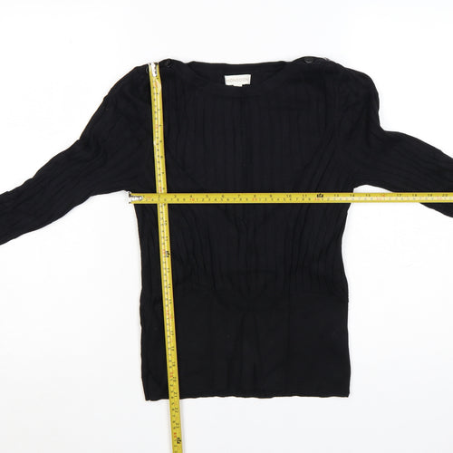 Monsoon Women's Black Knit Pullover Jumper Size M Boat Neck