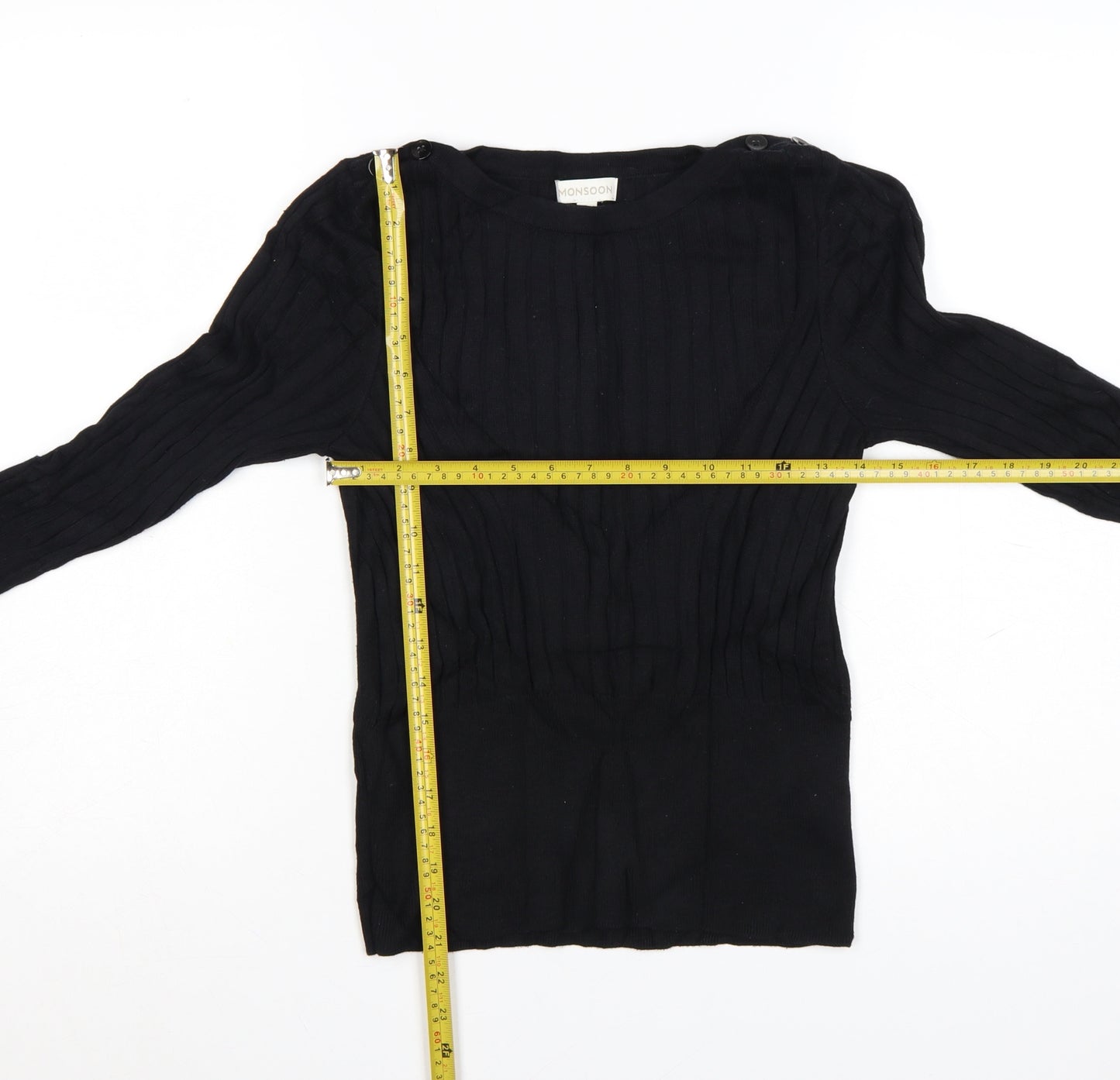Monsoon Women's Black Knit Pullover Jumper Size M Boat Neck