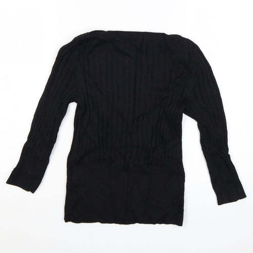 Monsoon Women's Black Knit Pullover Jumper Size M Boat Neck