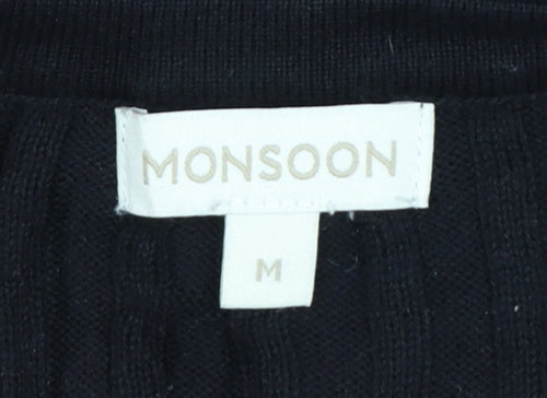 Monsoon Women's Black Knit Pullover Jumper Size M Boat Neck