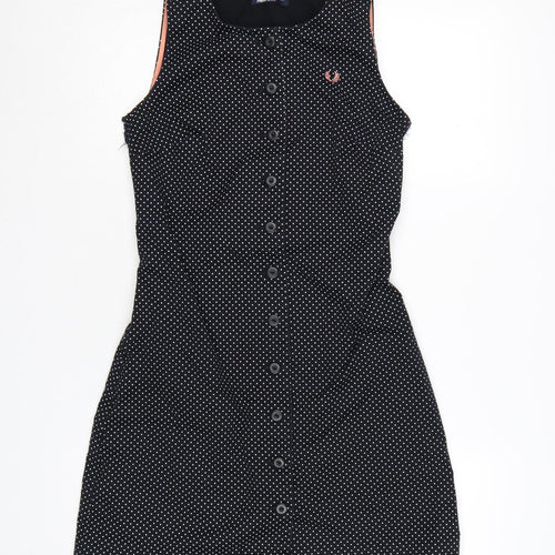 Fred Perry Women’s Black Polka Dot Sleeveless Shirt Dress UK 8