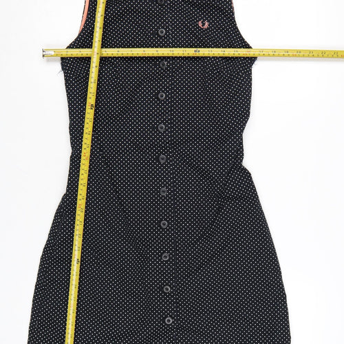 Fred Perry Women’s Black Polka Dot Sleeveless Shirt Dress UK 8