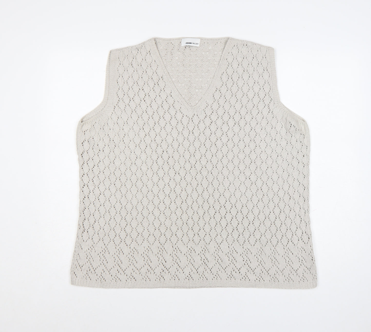 Frank Walder Women's Beige V-Neck Knit Sleeveless Vest XL
