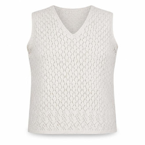 Frank Walder Women's Beige V-Neck Knit Sleeveless Vest XL