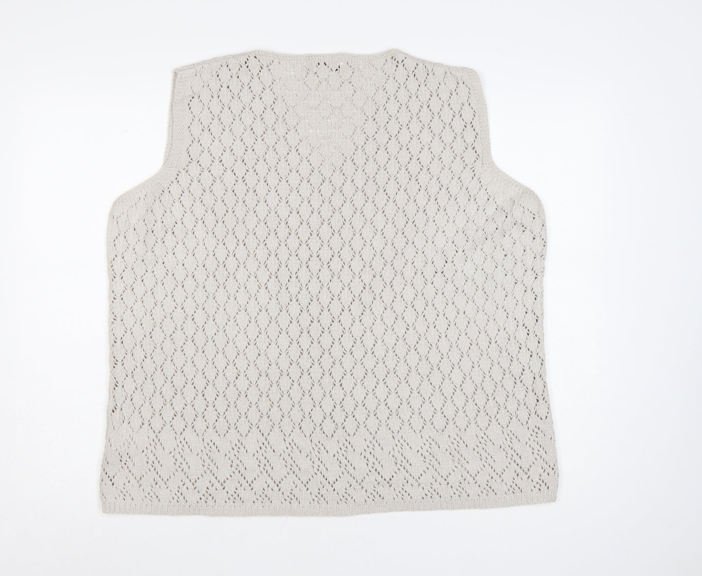 Frank Walder Women's Beige V-Neck Knit Sleeveless Vest XL