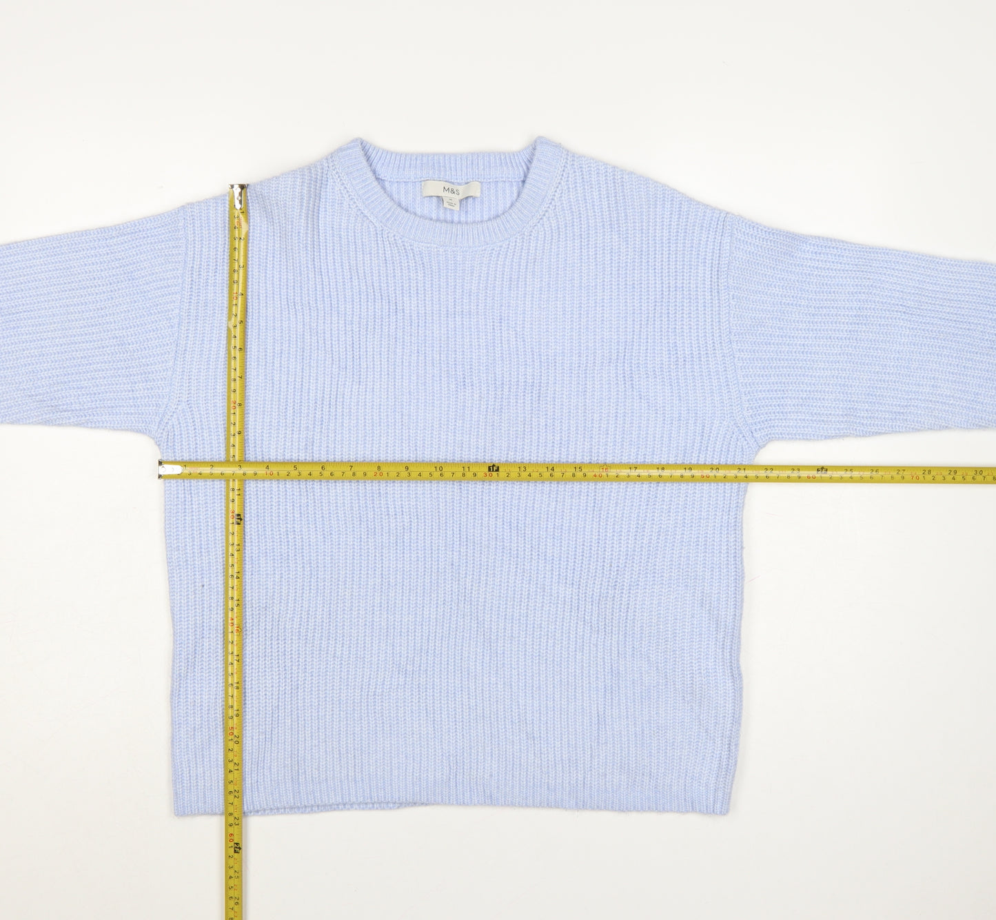 Marks and Spencer Women Blue Knit Crew Neck Pullover Jumper M