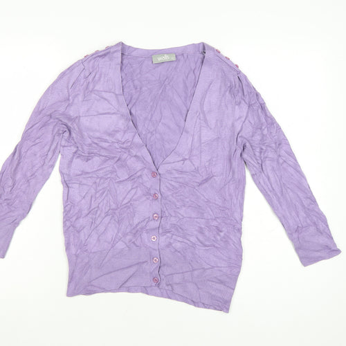 Wallis Women's Purple V-Neck Long Sleeve Button Cardigan Size 12