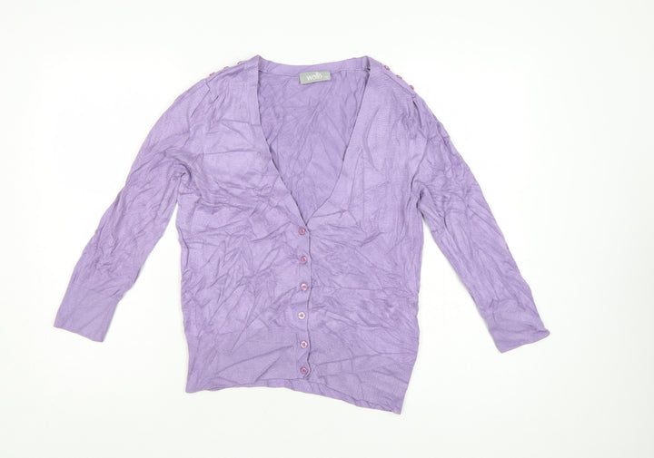 Wallis Women's Purple V-Neck Long Sleeve Button Cardigan Size 12