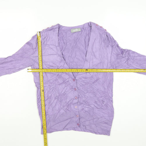 Wallis Women's Purple V-Neck Long Sleeve Button Cardigan Size 12