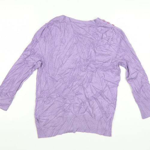Wallis Women's Purple V-Neck Long Sleeve Button Cardigan Size 12