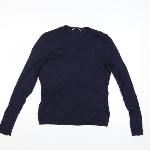 BOSS Womens Blue Merino Wool Crew Neck Long Sleeve Jumper M