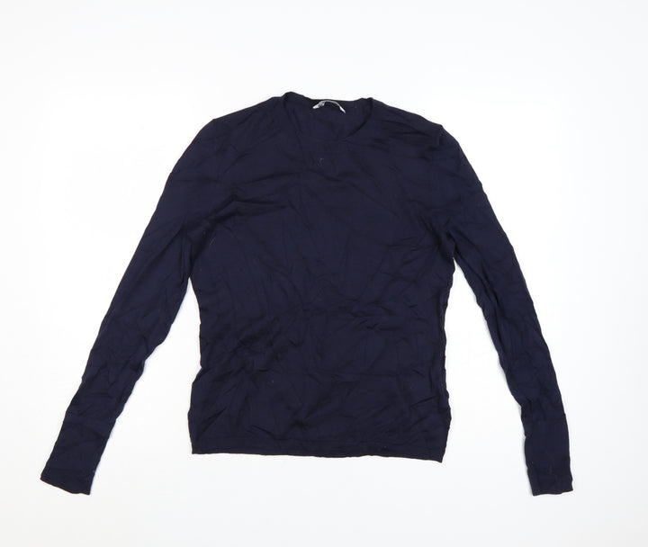 BOSS Womens Blue Merino Wool Crew Neck Long Sleeve Jumper M