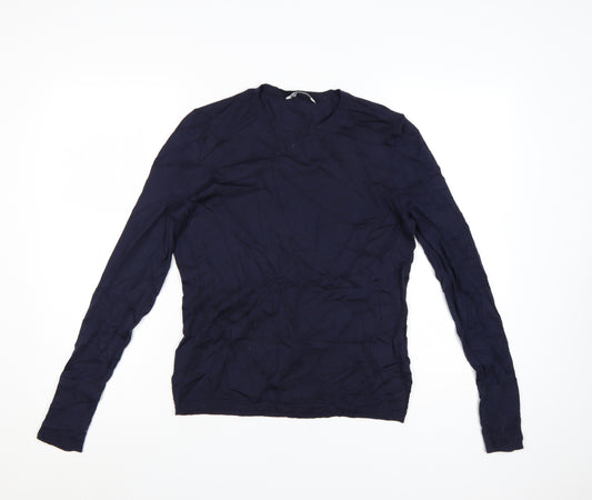 BOSS Womens Blue Merino Wool Crew Neck Long Sleeve Jumper M