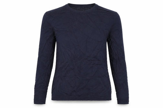 Front view of BOSS women’s blue merino wool crew neck long sleeve jumper m