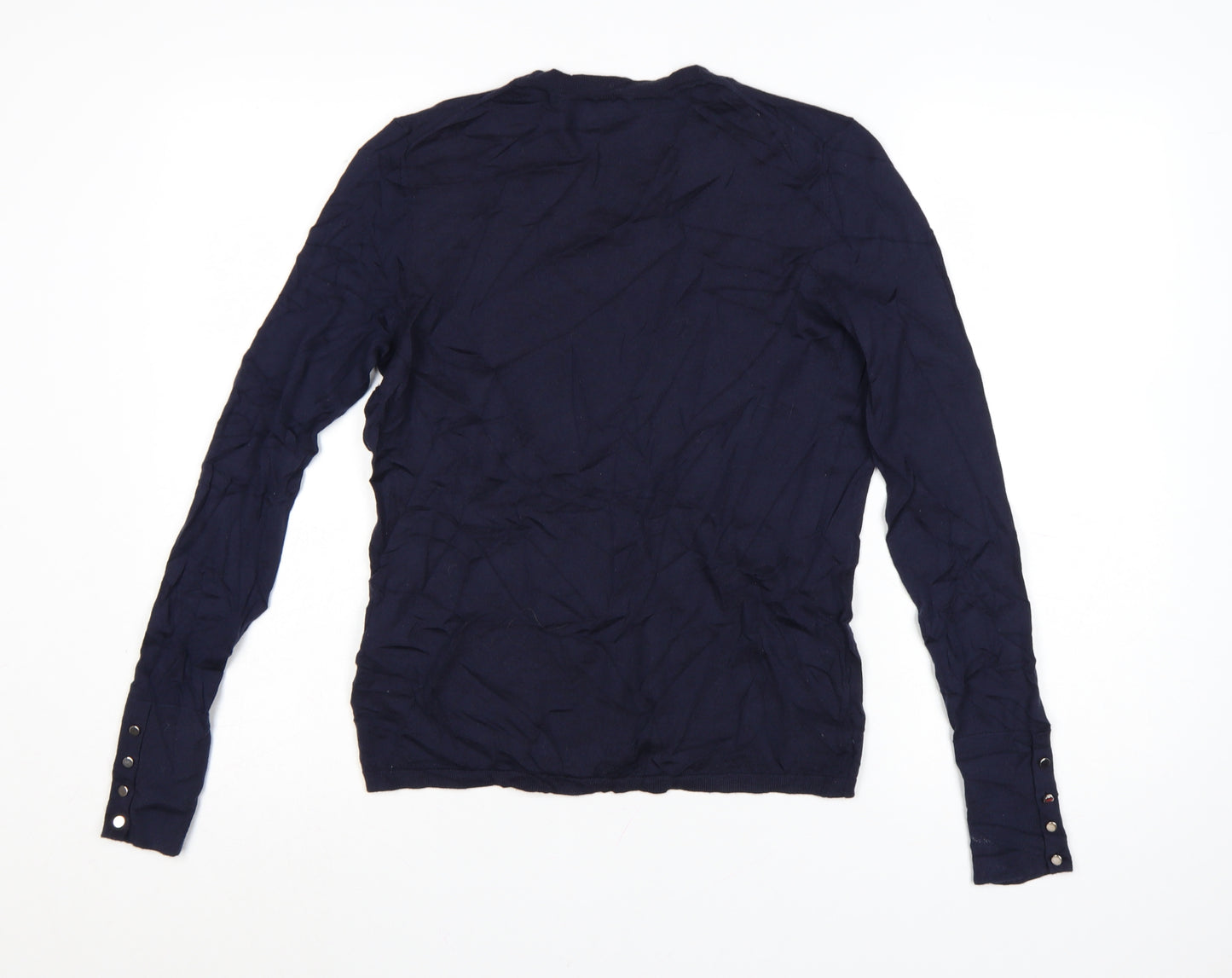 BOSS Womens Blue Merino Wool Crew Neck Long Sleeve Jumper M