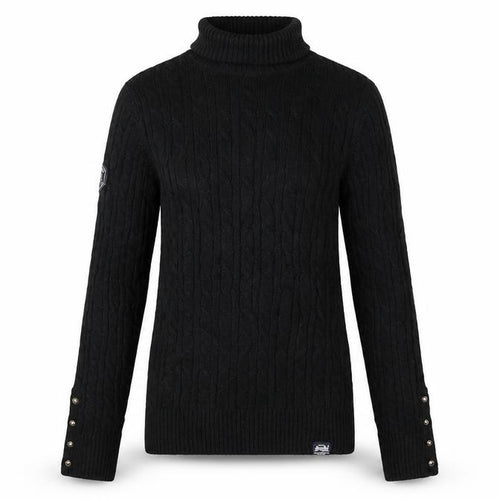Superdry Women's Black Wool Blend Roll Neck Cable Knit Jumper Size 6