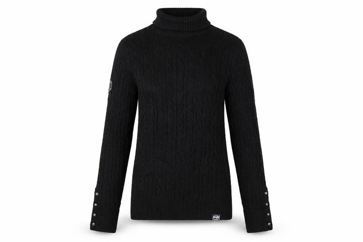 Superdry Women's Black Wool Blend Roll Neck Cable Knit Jumper Size 6