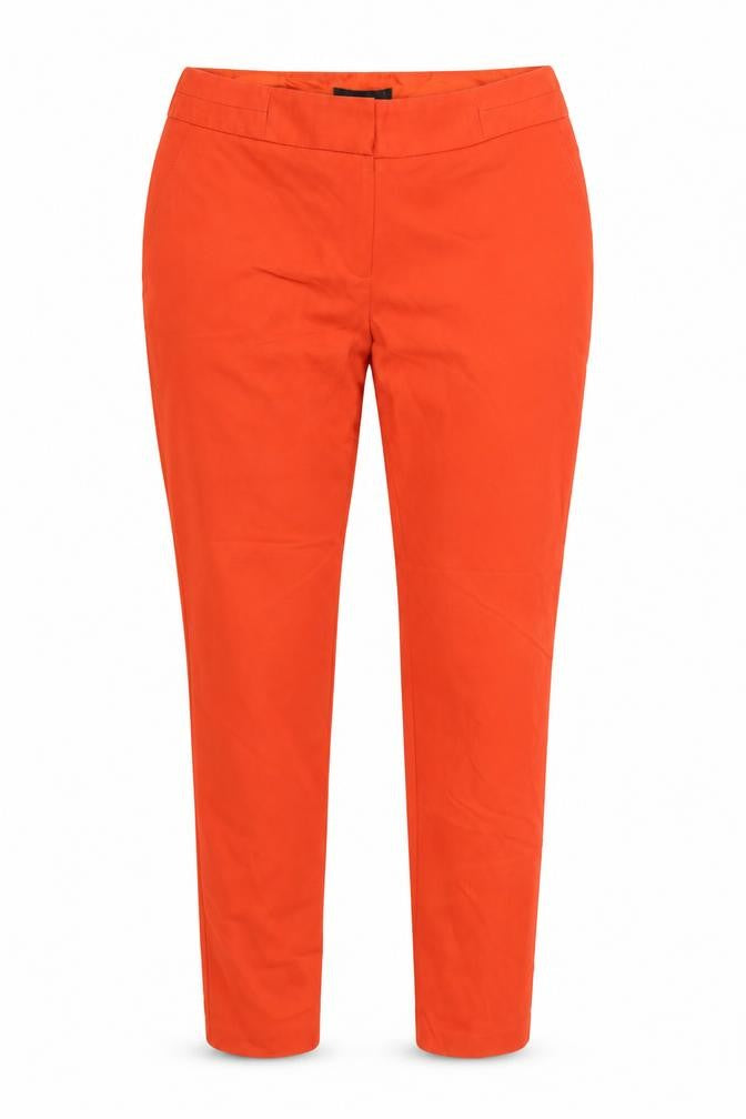 Front view of Laura Ashley women’s orange slim ankle trousers, size UK 12
