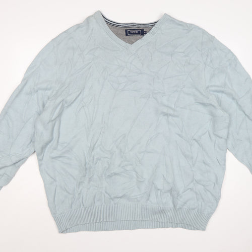 Maine New England Men's Blue Cotton V-Neck Jumper 3XL
