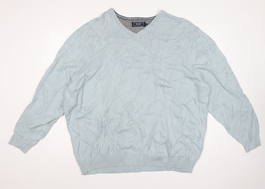 Maine New England Men's Blue Cotton V-Neck Jumper 3XL