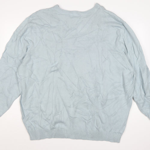 Maine New England Men's Blue Cotton V-Neck Jumper 3XL