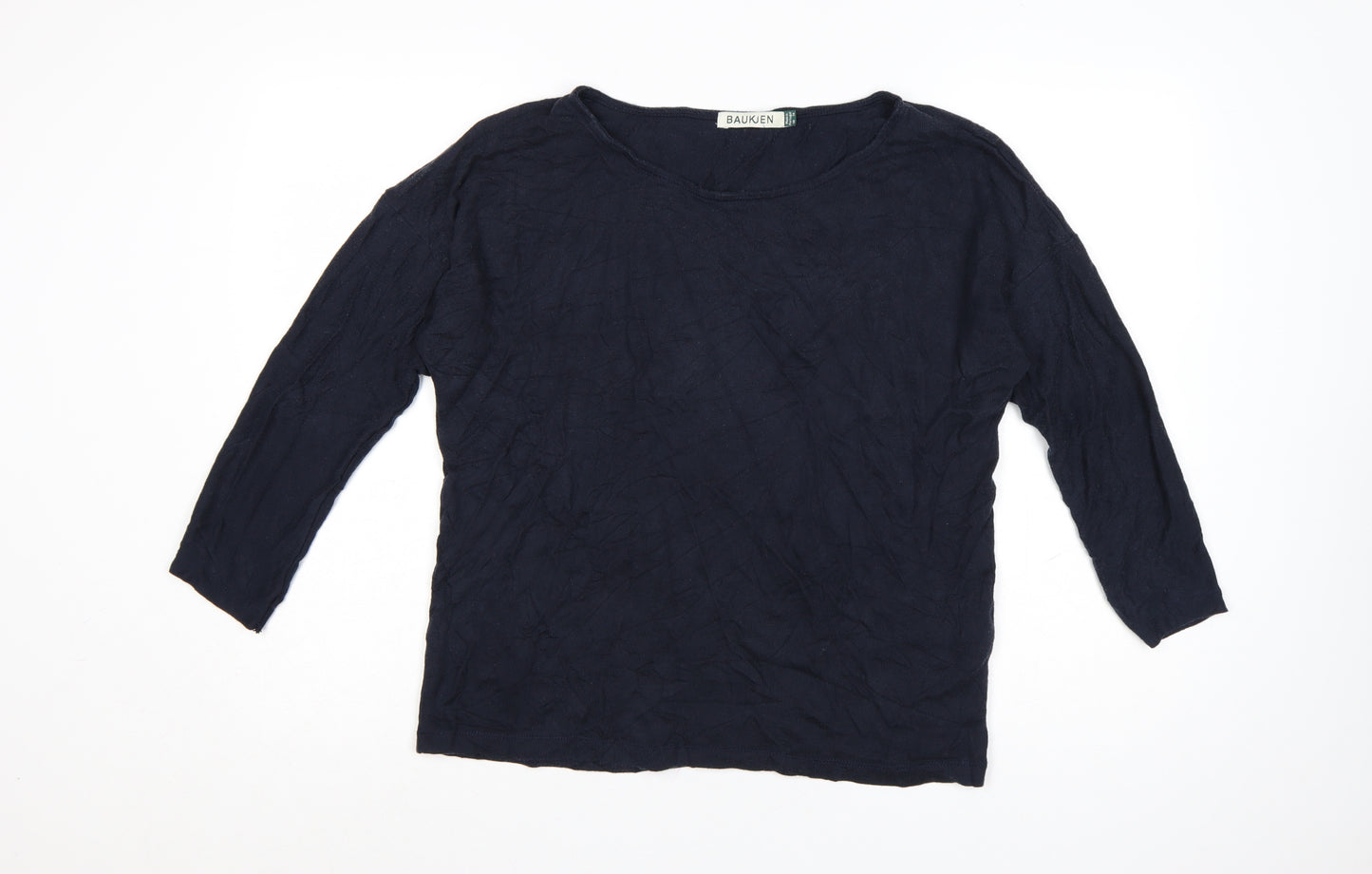 Baukjen Women's Blue Lyocell 3/4 Sleeve Relaxed Pullover Jumper UK 14