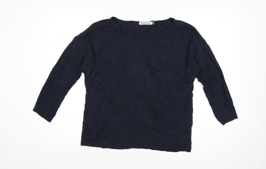 Baukjen Women's Blue Lyocell 3/4 Sleeve Relaxed Pullover Jumper UK 14