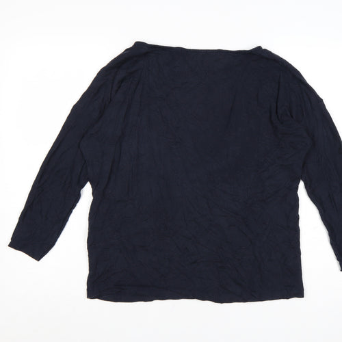 Baukjen Women's Blue Lyocell 3/4 Sleeve Relaxed Pullover Jumper UK 14
